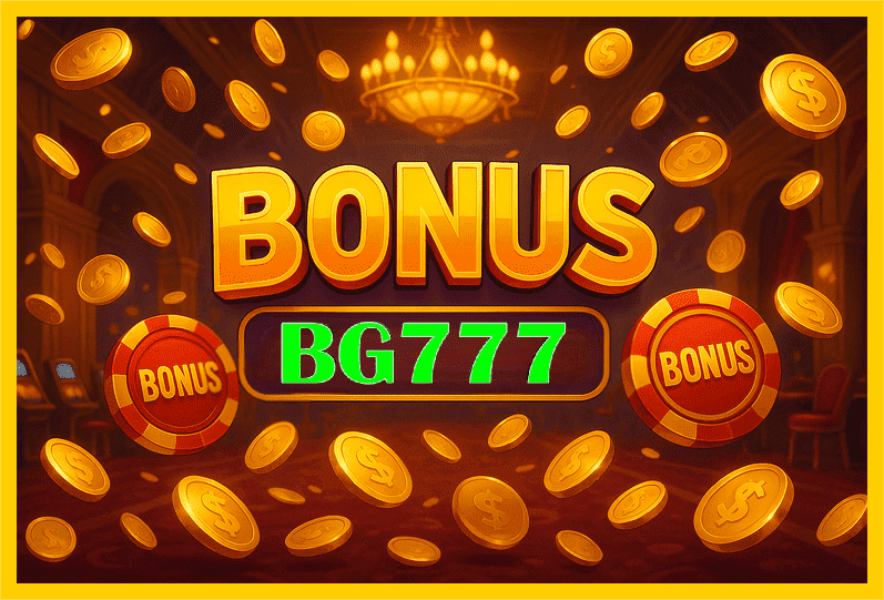 Imagem promovendo bônus BG777 com recompensas imperdíveis.